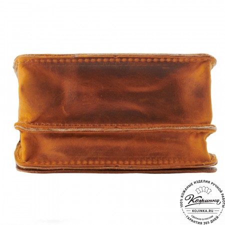 Мужская кожаная сумка "Робин" (рыжий крейзи)